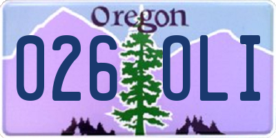 OR license plate 026OLI