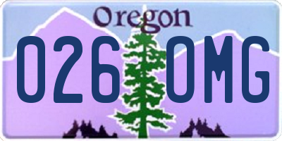 OR license plate 026OMG