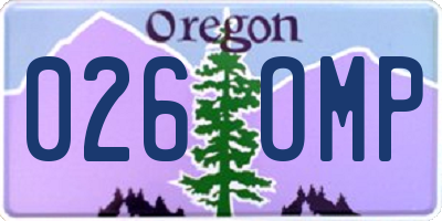 OR license plate 026OMP