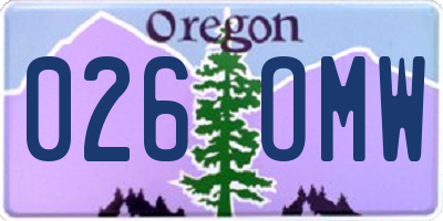 OR license plate 026OMW