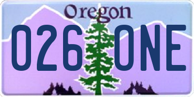 OR license plate 026ONE