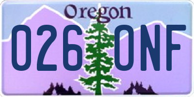 OR license plate 026ONF