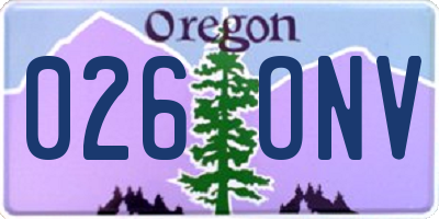 OR license plate 026ONV