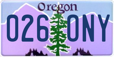 OR license plate 026ONY