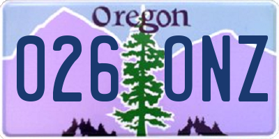 OR license plate 026ONZ