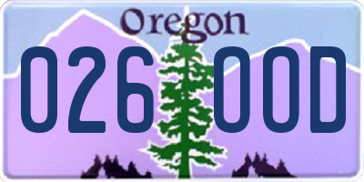 OR license plate 026OOD