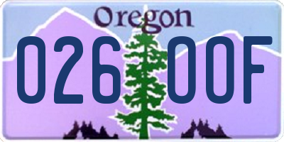 OR license plate 026OOF