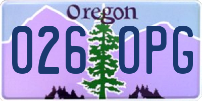 OR license plate 026OPG