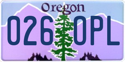 OR license plate 026OPL