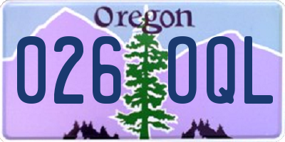 OR license plate 026OQL