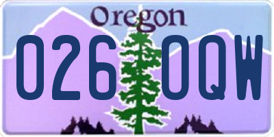 OR license plate 026OQW