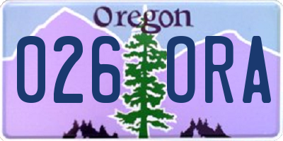 OR license plate 026ORA