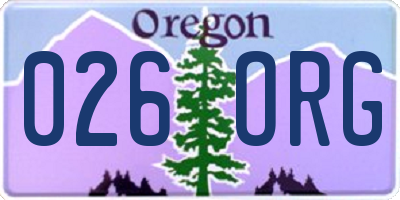OR license plate 026ORG