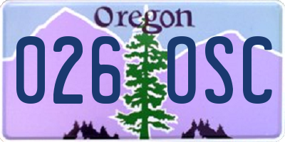 OR license plate 026OSC