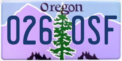 OR license plate 026OSF