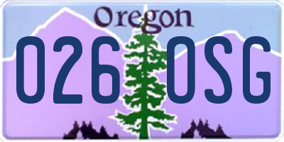 OR license plate 026OSG