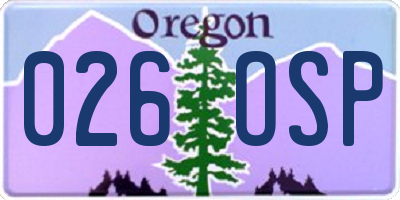 OR license plate 026OSP