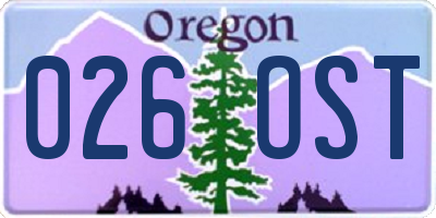OR license plate 026OST