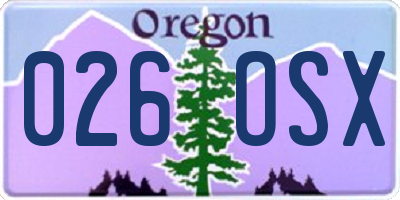 OR license plate 026OSX