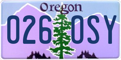 OR license plate 026OSY