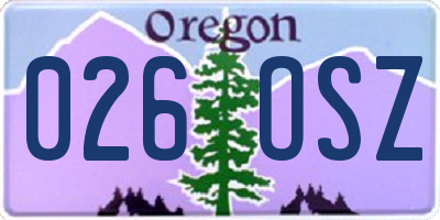 OR license plate 026OSZ
