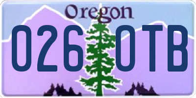 OR license plate 026OTB