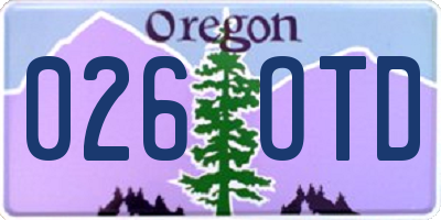 OR license plate 026OTD