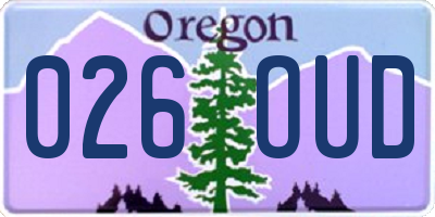 OR license plate 026OUD