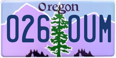 OR license plate 026OUM