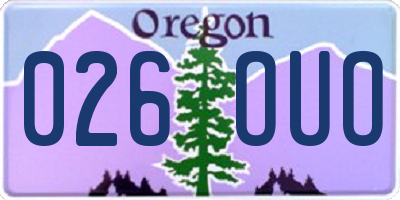 OR license plate 026OUO