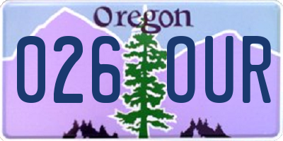 OR license plate 026OUR