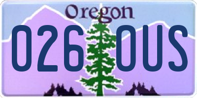 OR license plate 026OUS