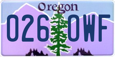OR license plate 026OWF