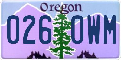 OR license plate 026OWM
