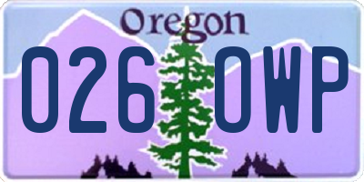OR license plate 026OWP