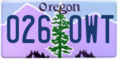 OR license plate 026OWT