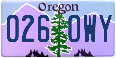 OR license plate 026OWY