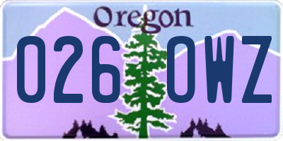 OR license plate 026OWZ