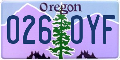 OR license plate 026OYF