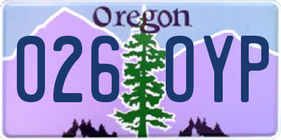 OR license plate 026OYP