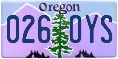 OR license plate 026OYS
