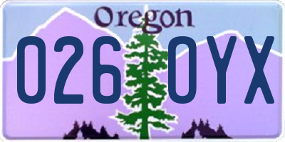 OR license plate 026OYX