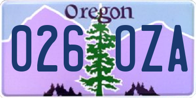 OR license plate 026OZA