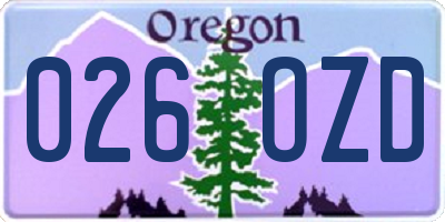 OR license plate 026OZD