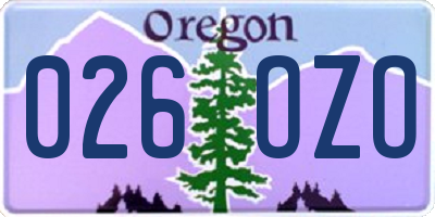 OR license plate 026OZO