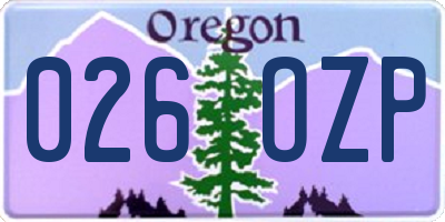 OR license plate 026OZP