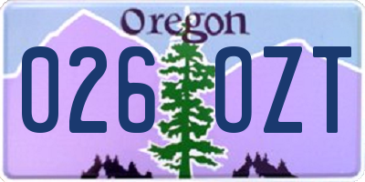 OR license plate 026OZT