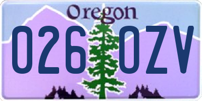 OR license plate 026OZV