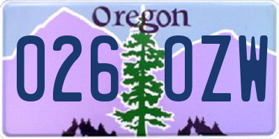 OR license plate 026OZW