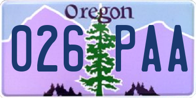 OR license plate 026PAA